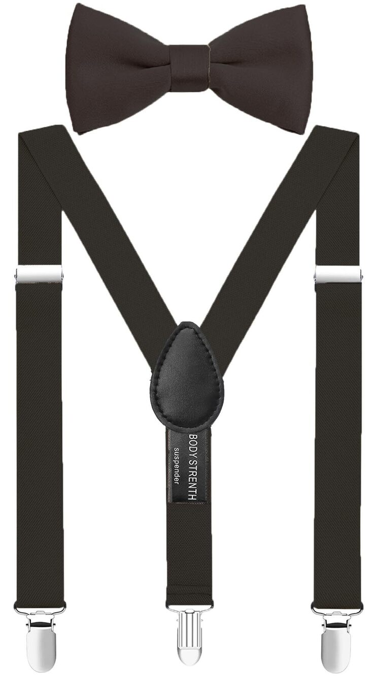 3318 Suspenders and Bow Tie Set Adjustable for Wedding 47 IN Black